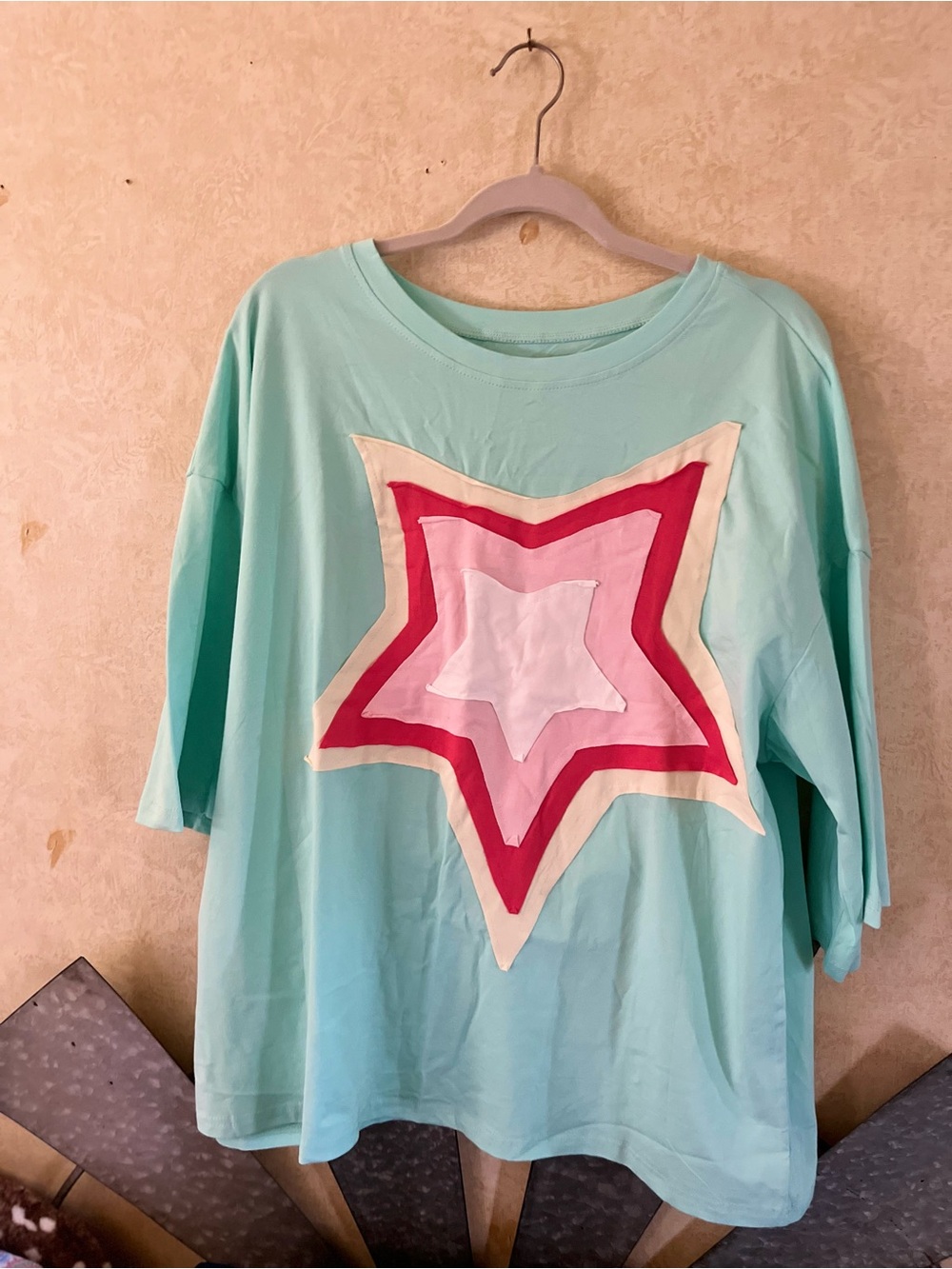 Mint Green Star Patch T-Shirt